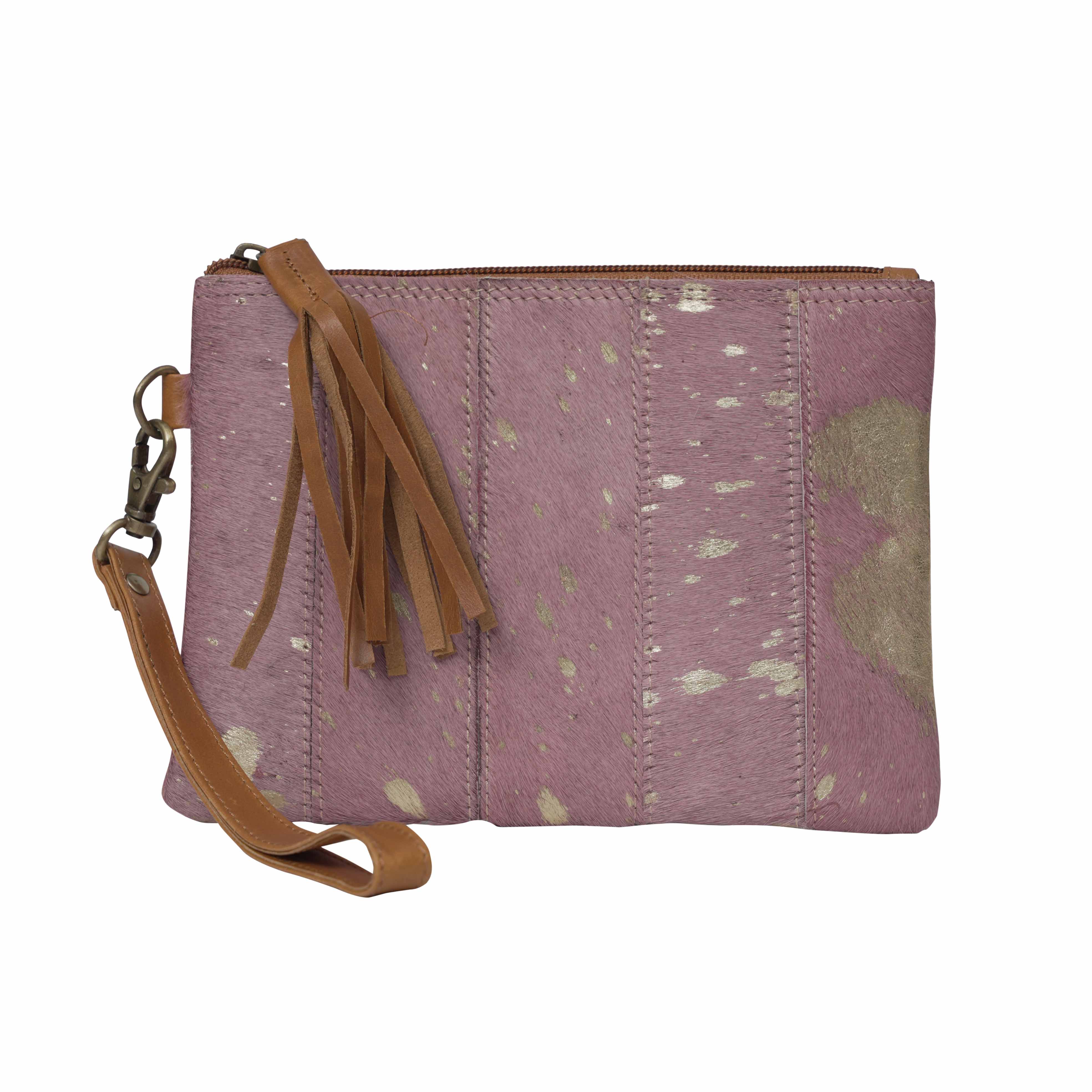 Small Metallic Cowhide Clutch