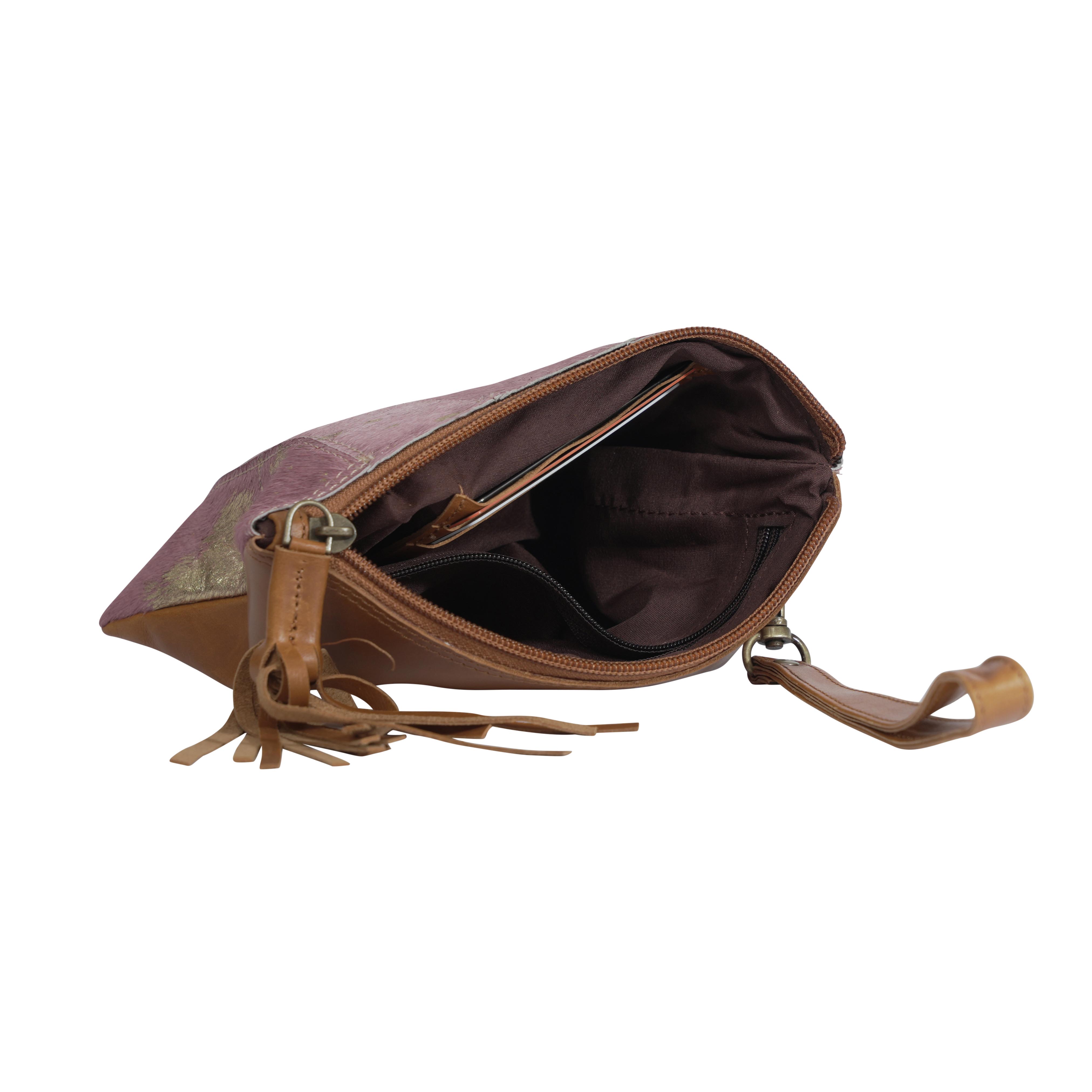 Small Metallic Cowhide Clutch