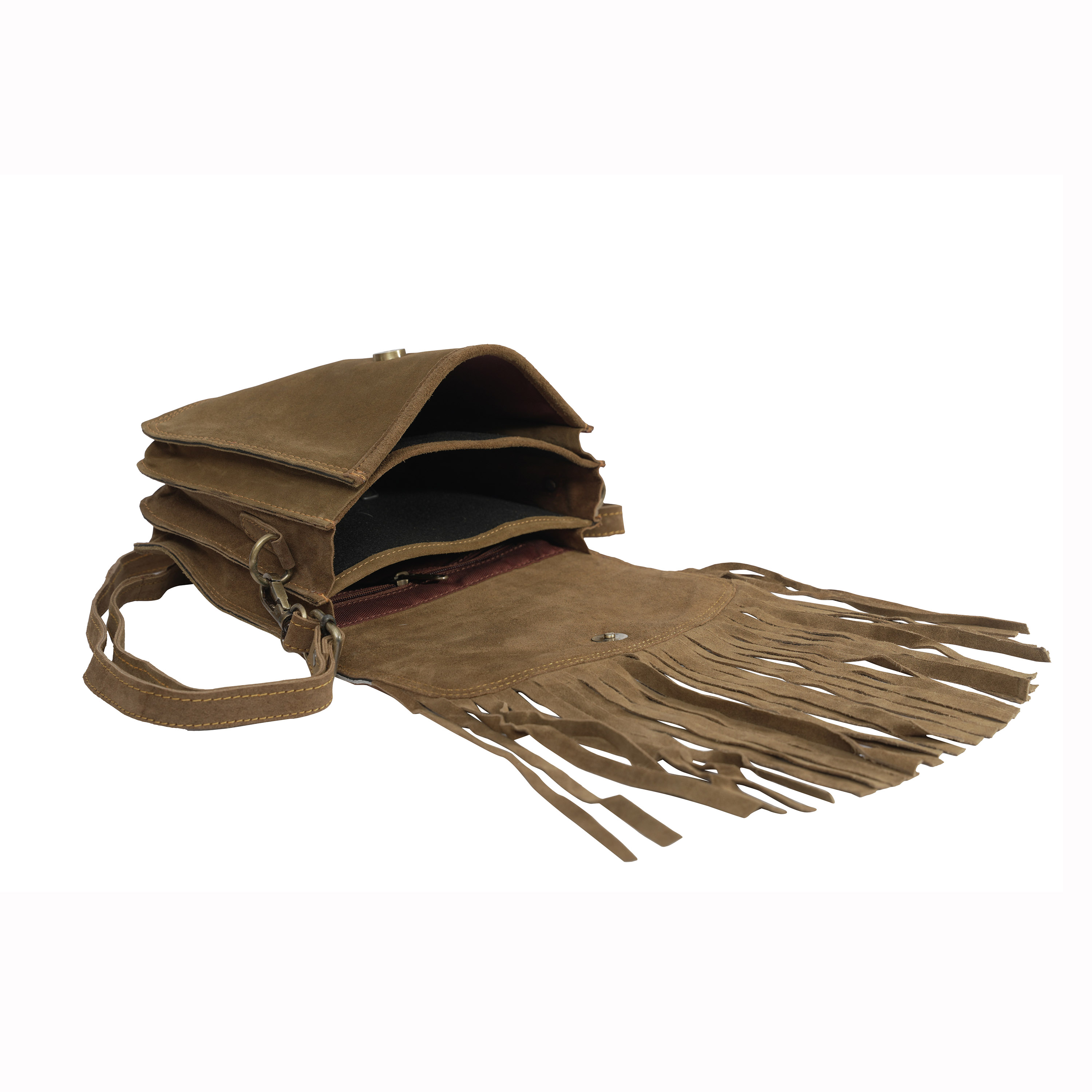 Fringed Cowhide & Leather Purse