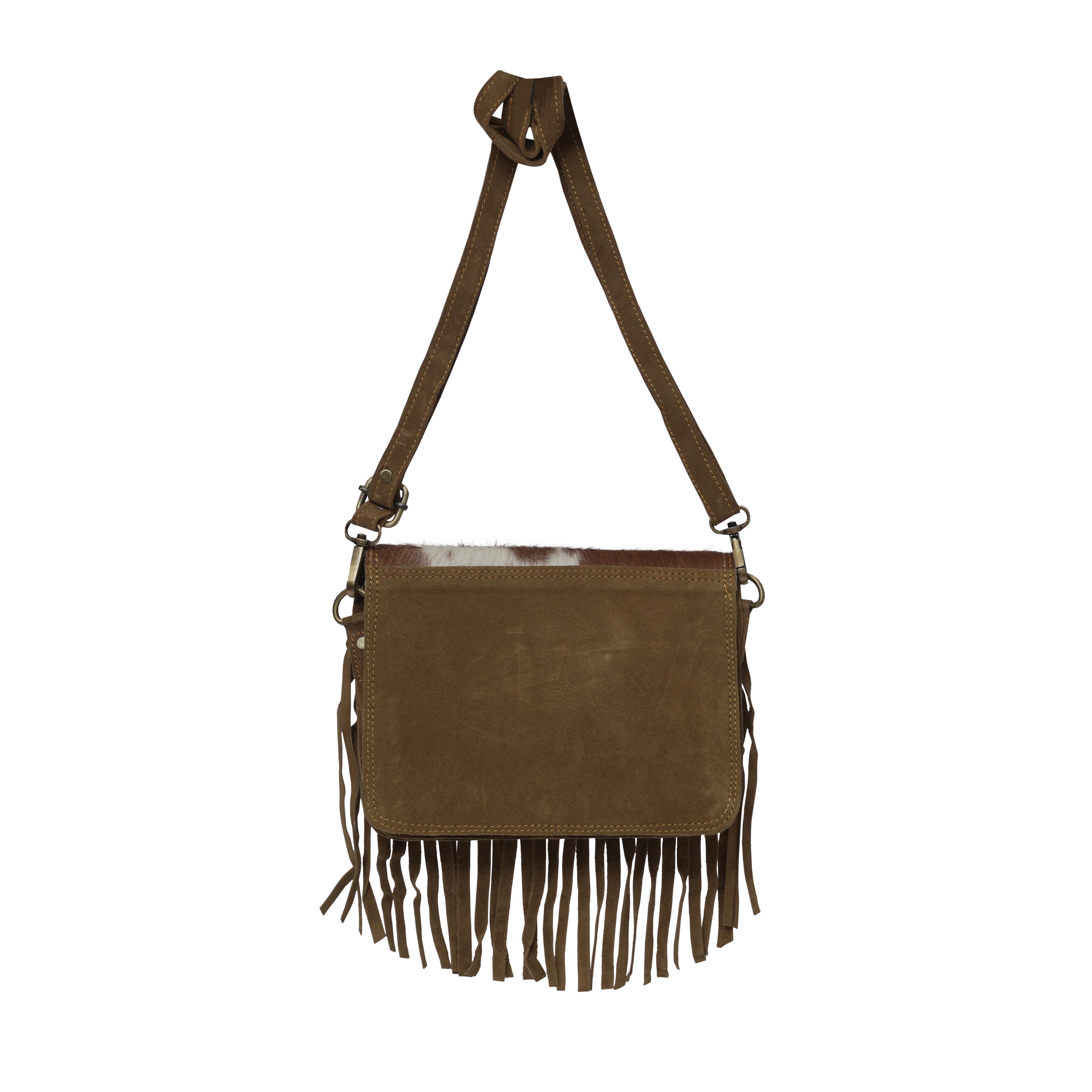 Fringed Cowhide & Leather Purse