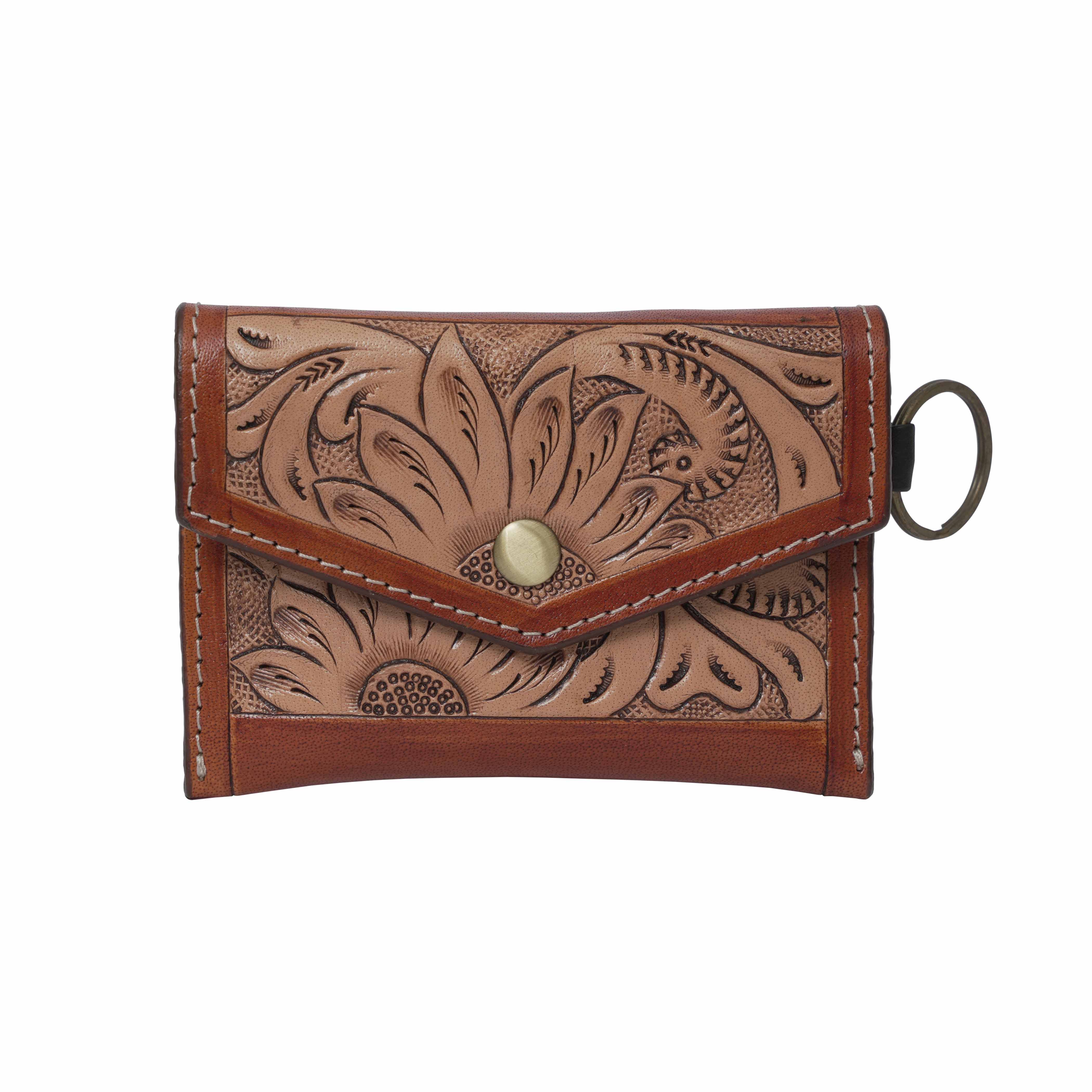Tooled Leather Keychain Wallet