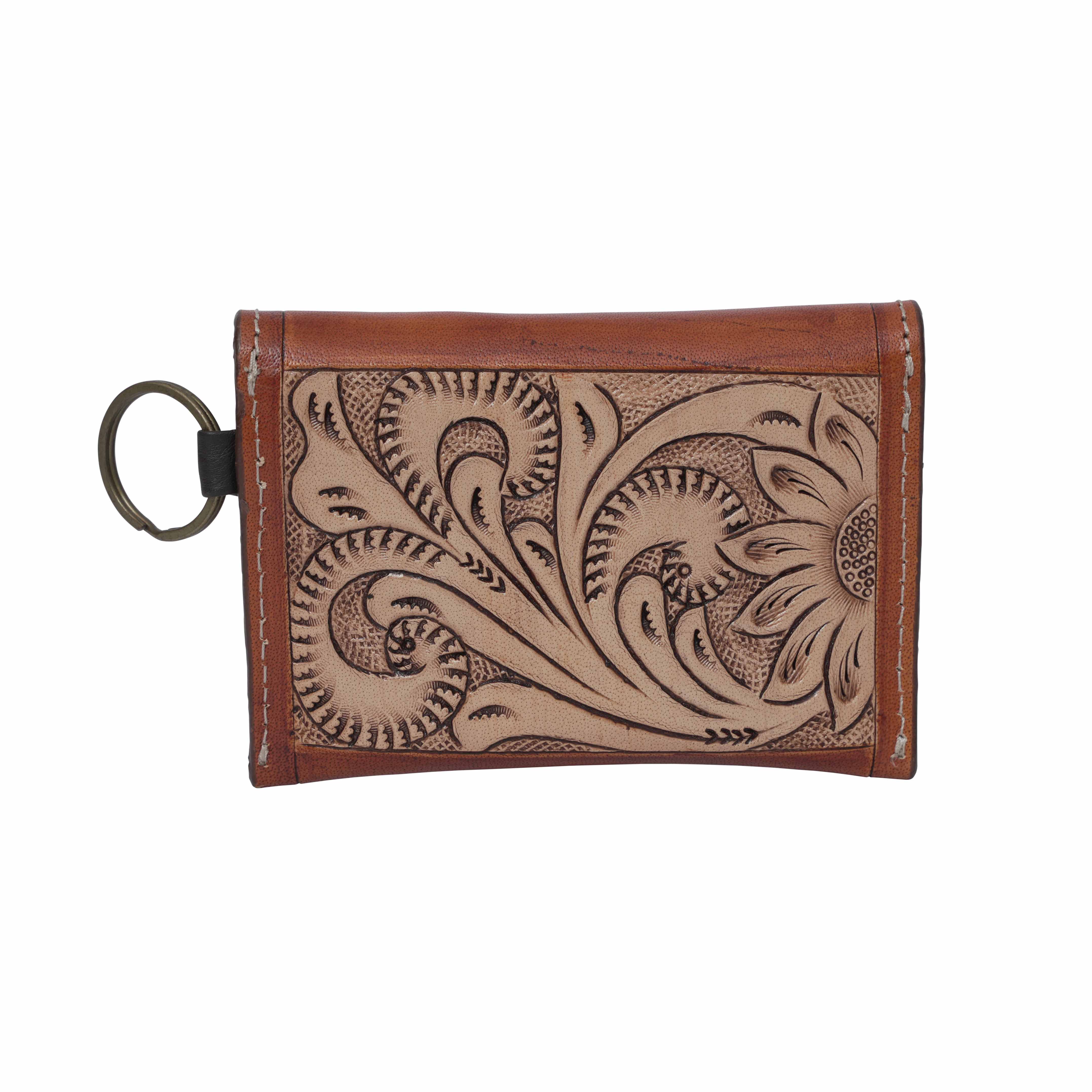 Tooled Leather Keychain Wallet
