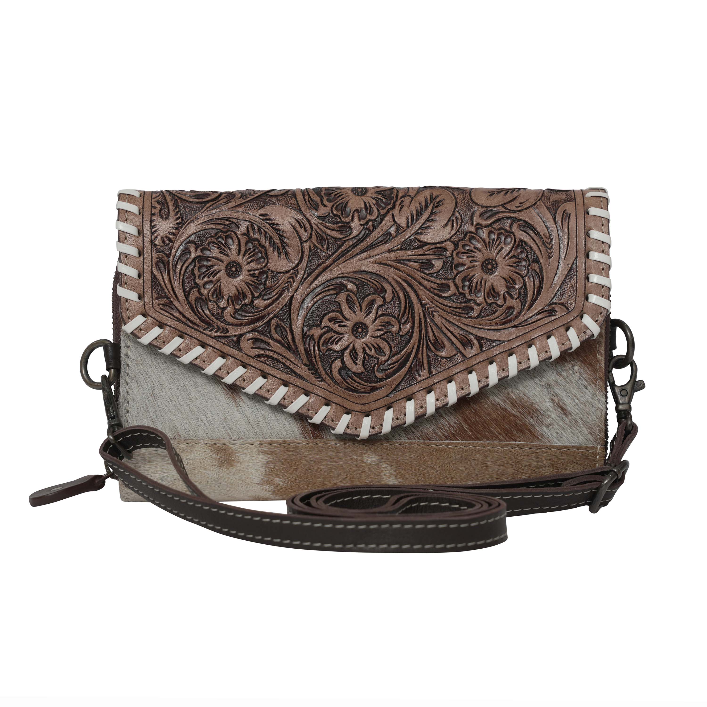 Tooled Leather Envelope Crossbody