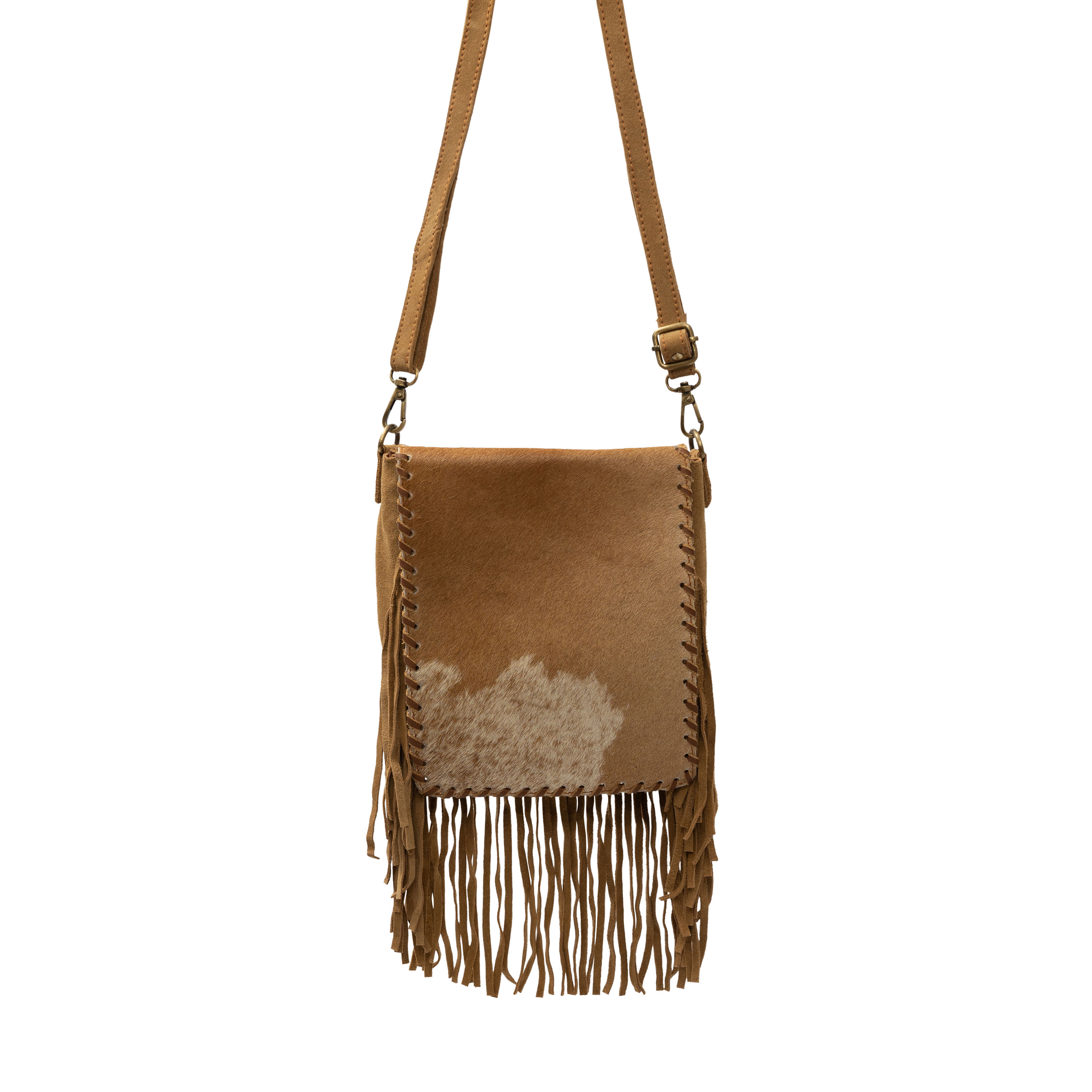 Fringed Square Cowhide Crossbody