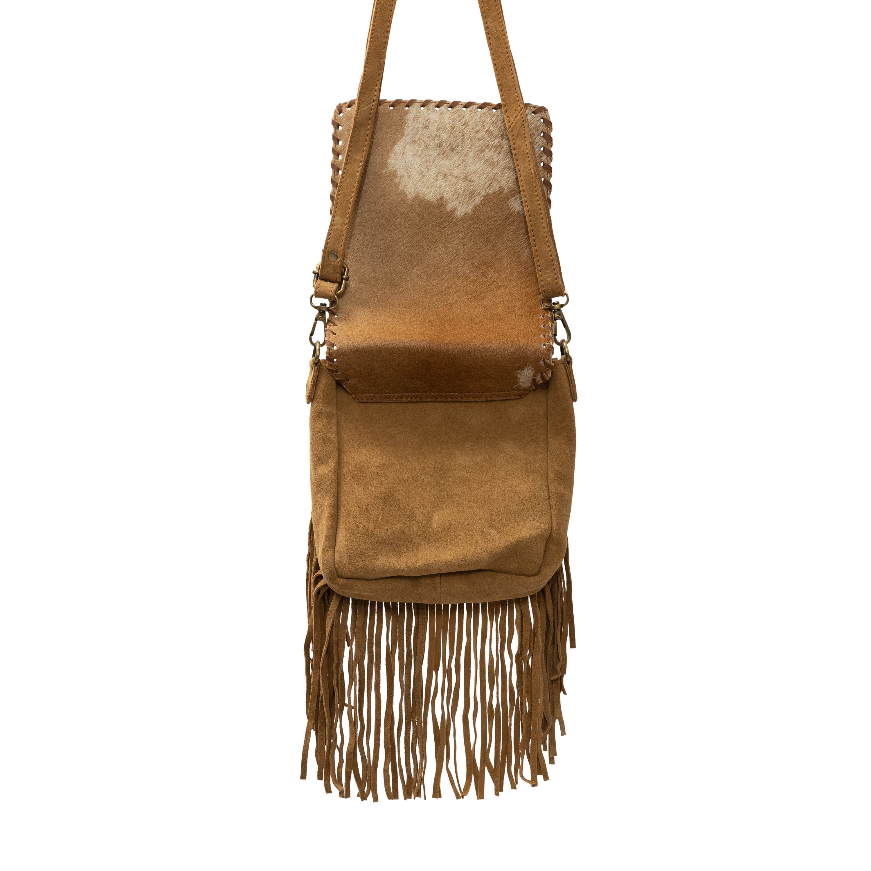 Fringed Square Cowhide Crossbody
