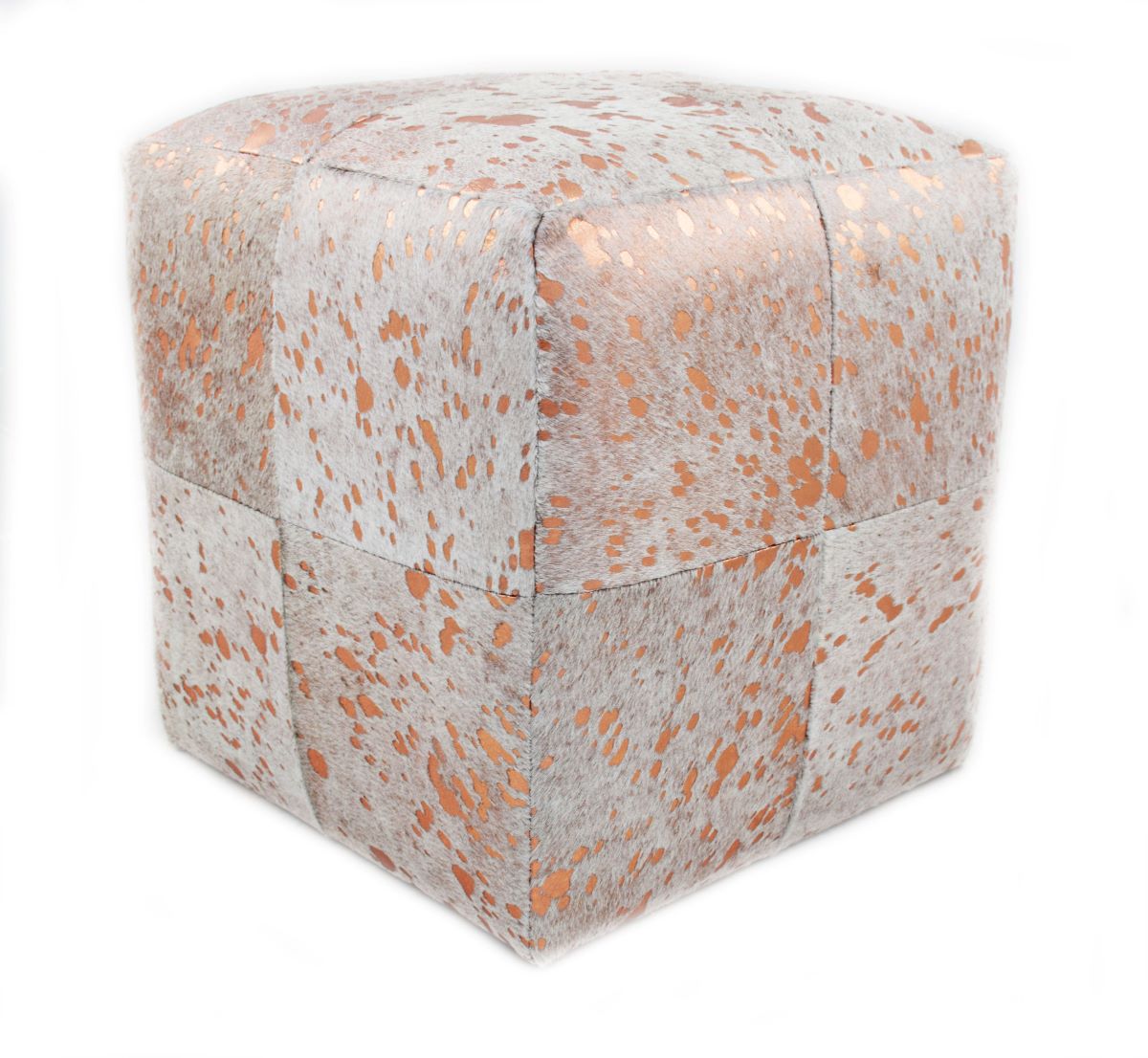 Acid Wash Cowhide Poufs