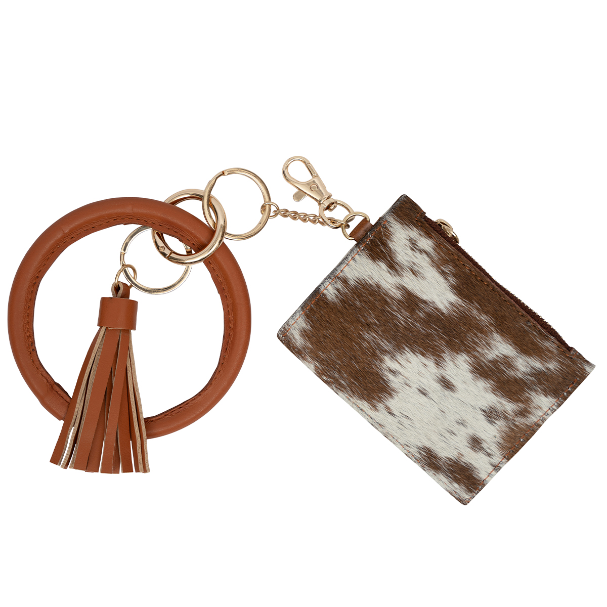 Cowhide Keychain Card Wallet with Wristlet